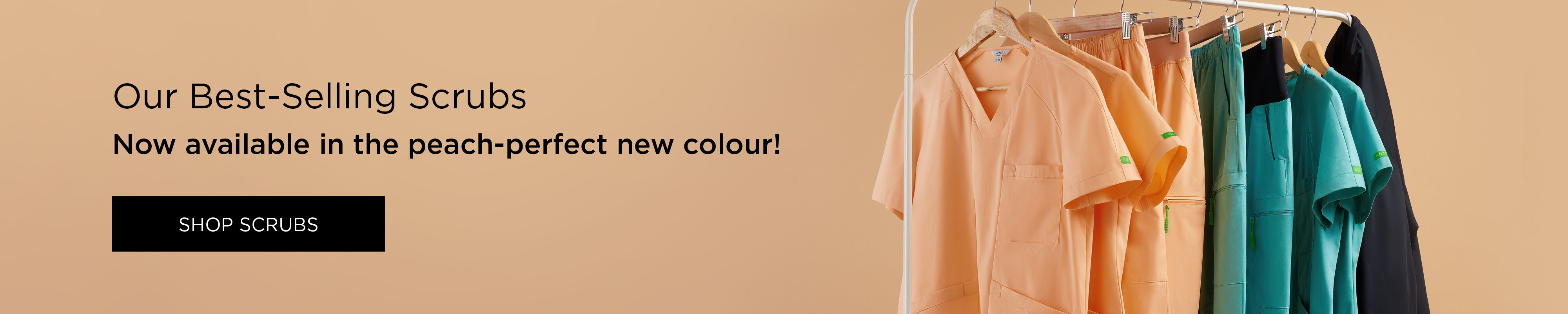 Our best-selling scrubs now available in the peach-perfect new colour