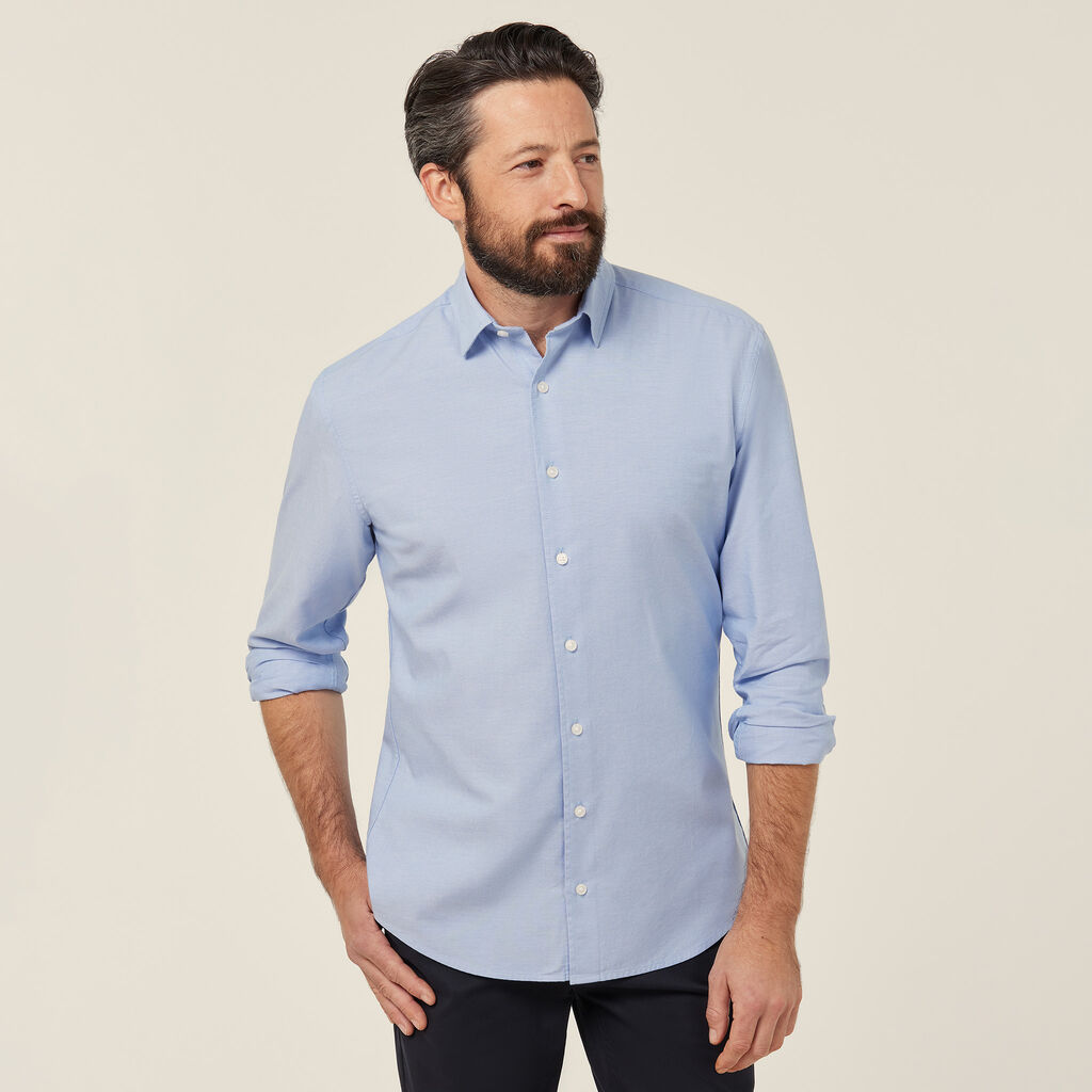 Regular-fit cotton chambray shirt - Men