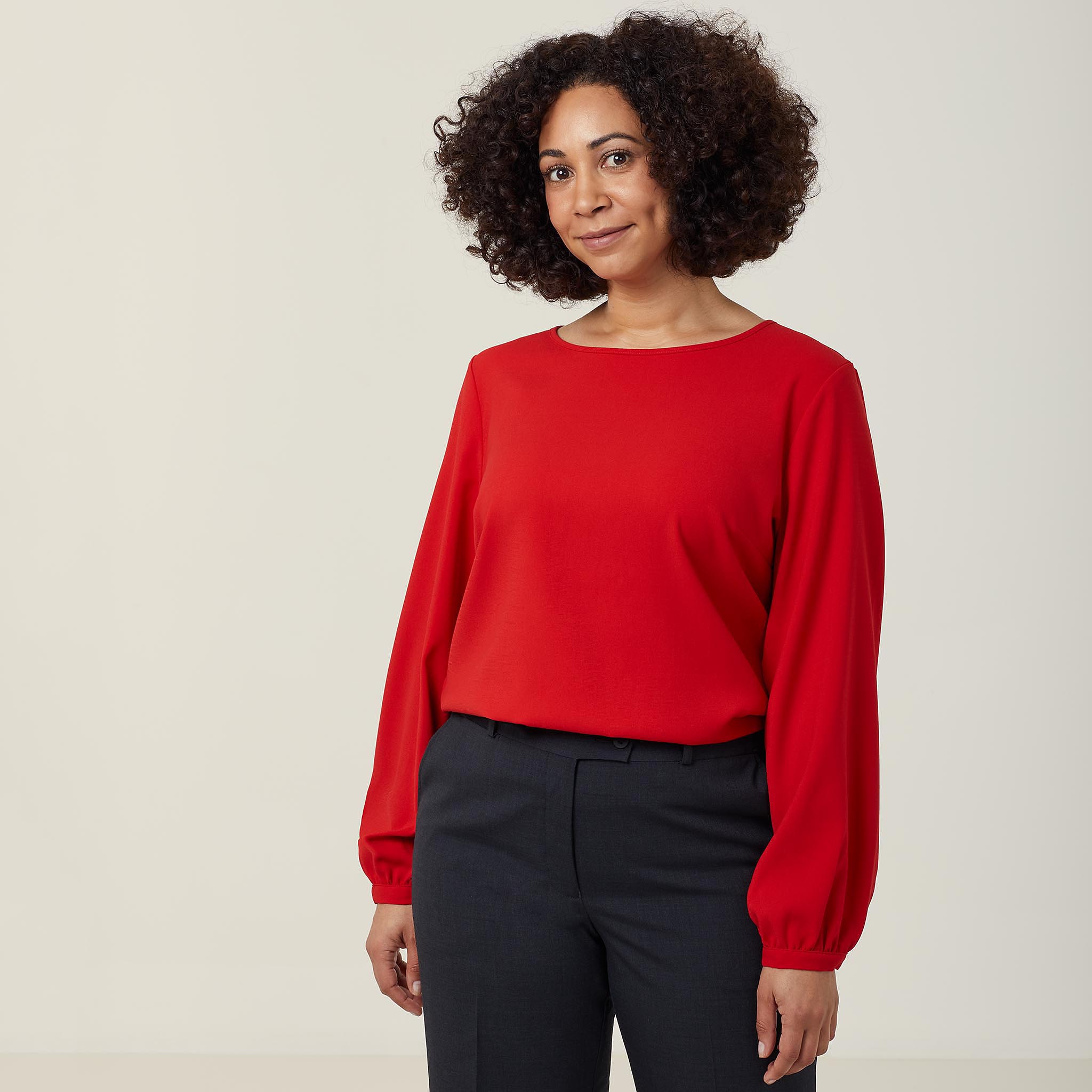 Heavy Stretch Georgette Long Sleeve Blouse, red | NNT Uniforms