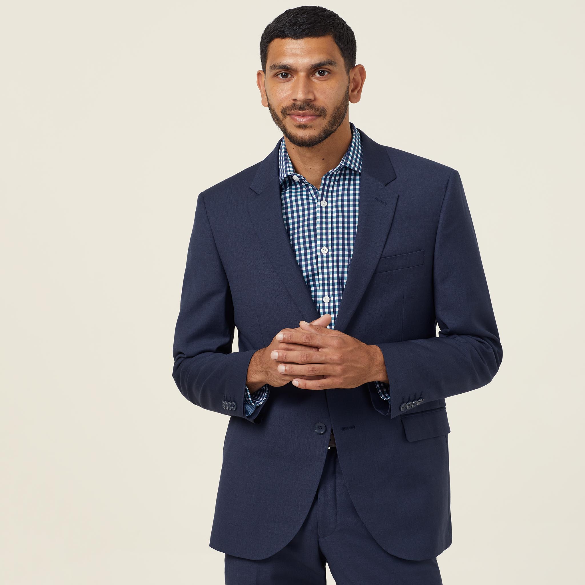 Tailored Sharkskin One Button Blazer