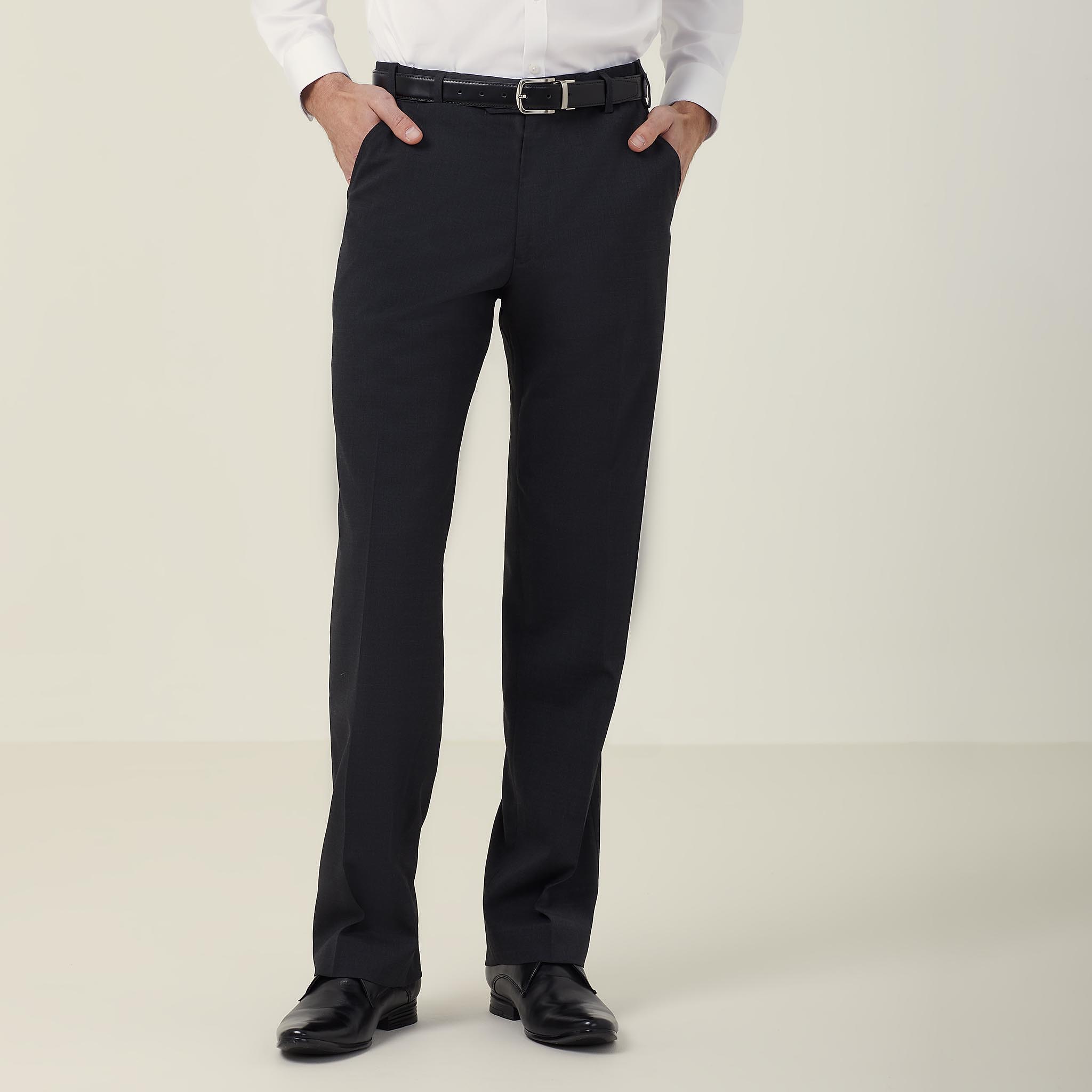Stretch Wool Blend Flat Front Pant, black | NNT Uniforms
