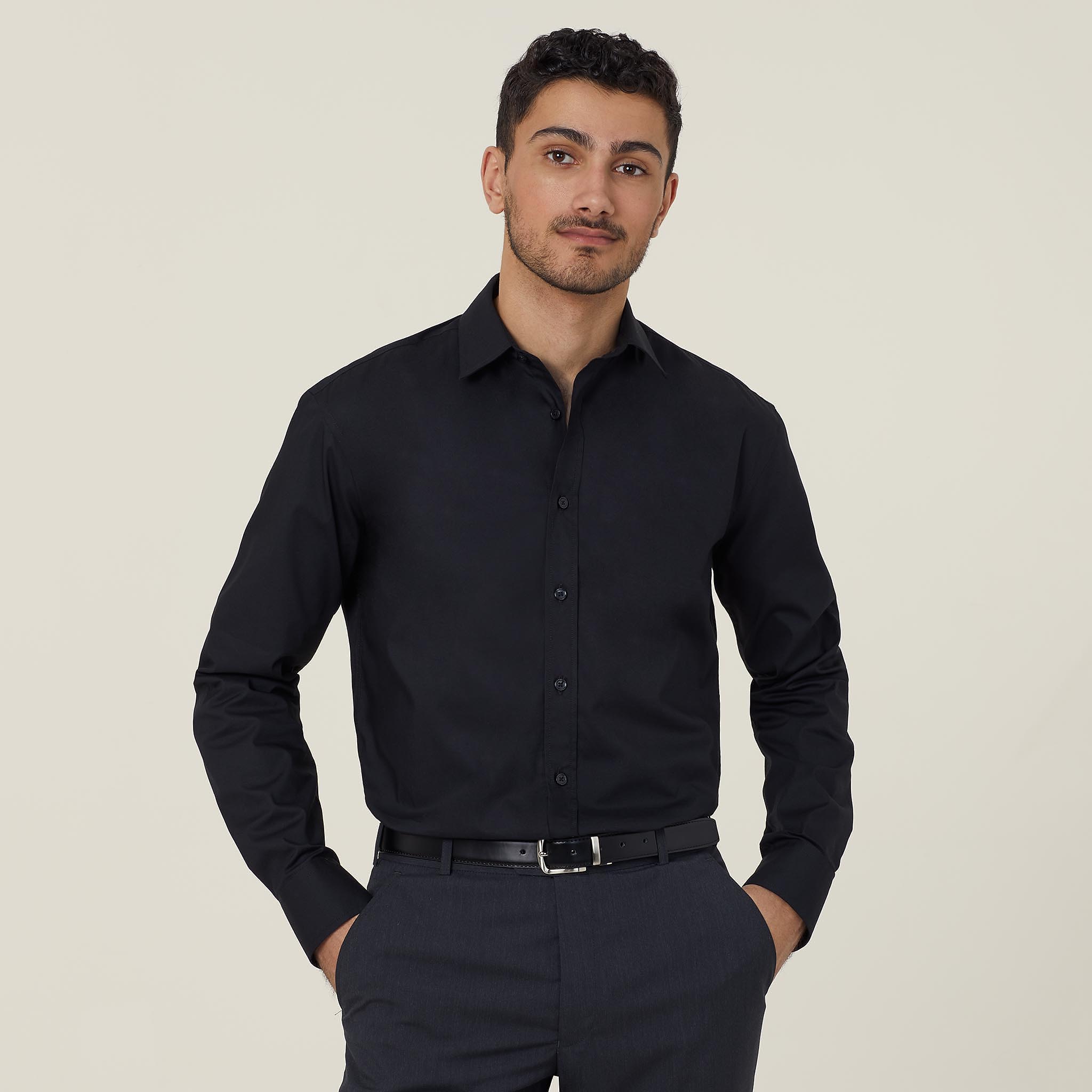 Avignon Stretch Long Sleeve Shirt, black | NNT Uniforms