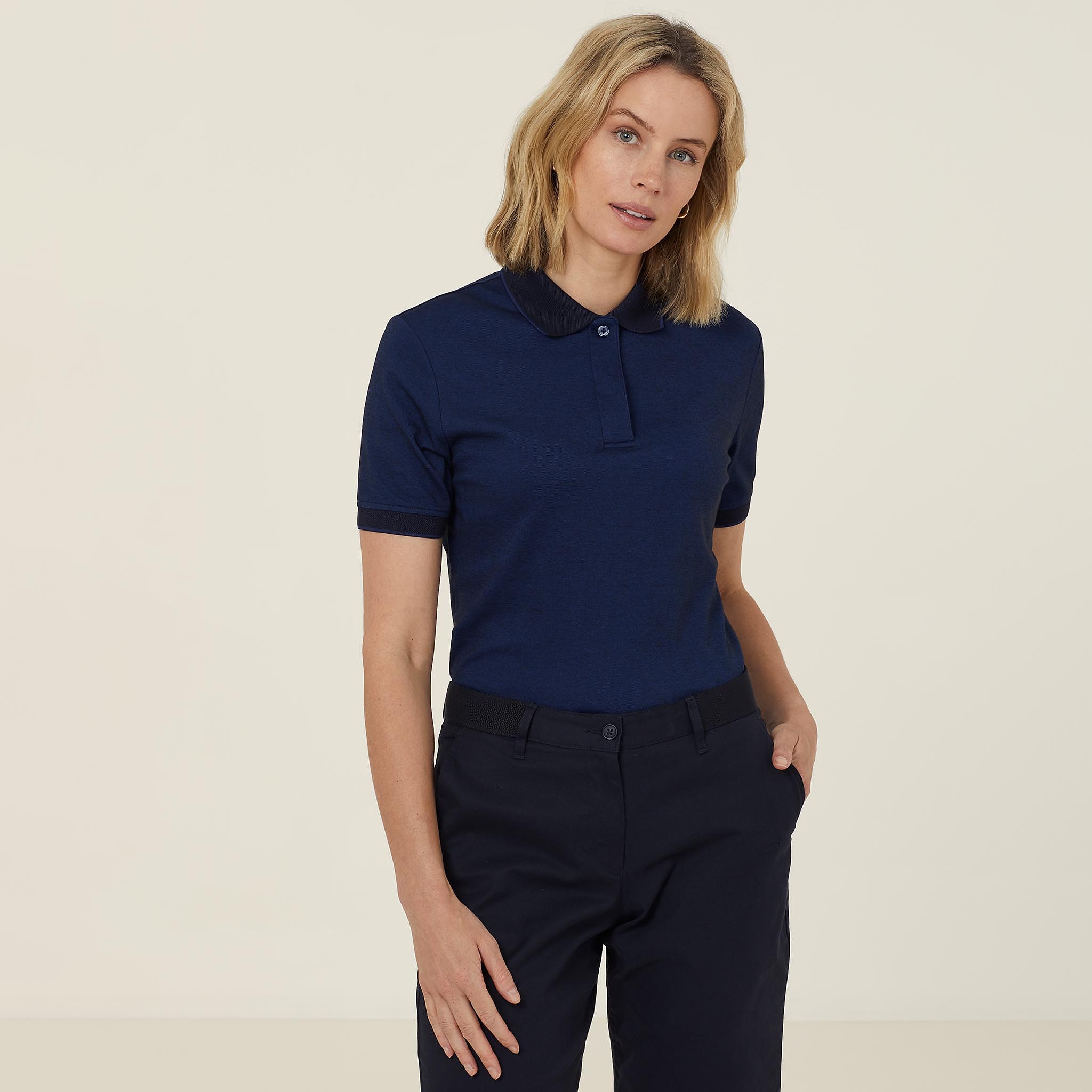 Textured Cotton Poly Short Sleeve Polo, navy | NNT Uniforms