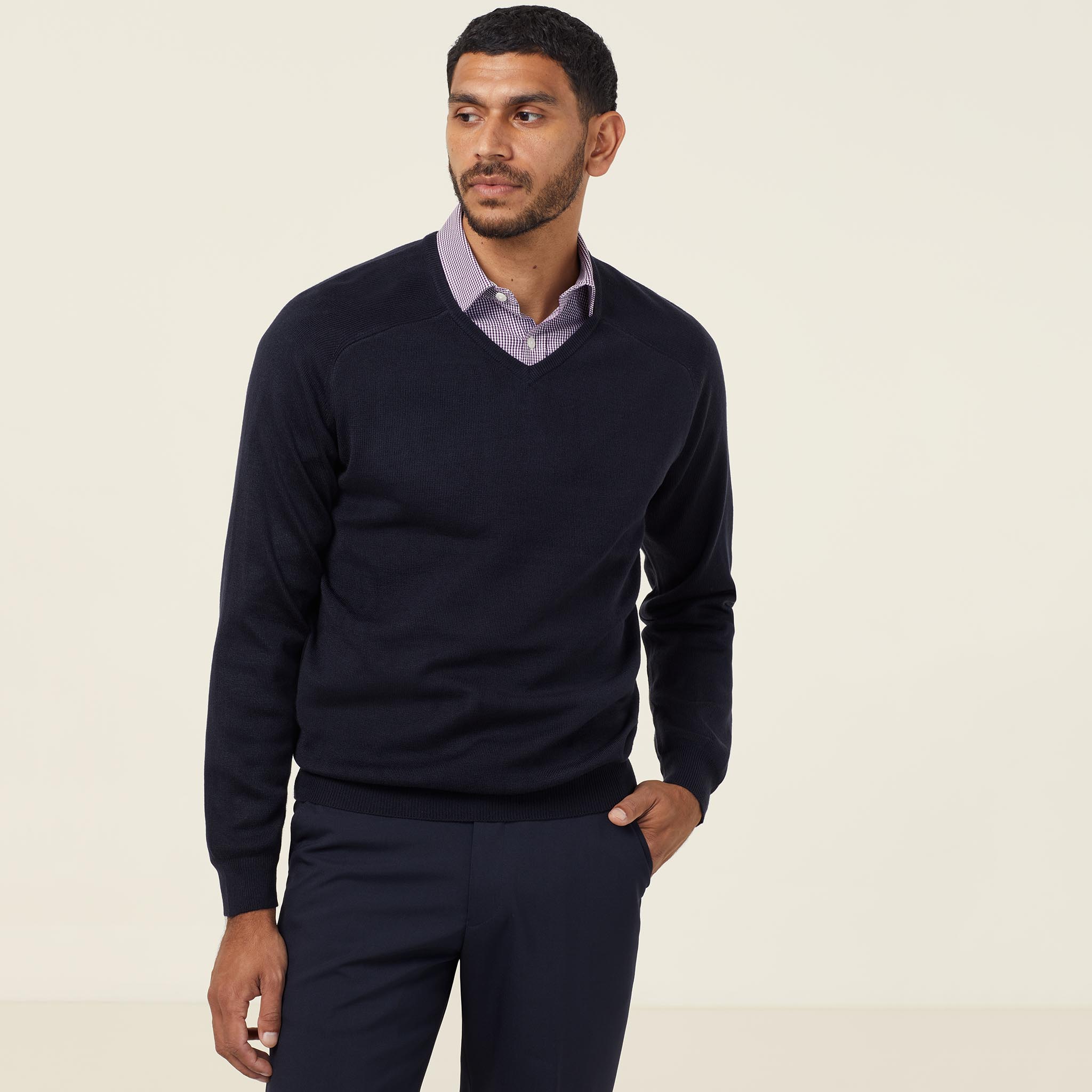 Acrylic V-Neck Sweater, navy | NNT Uniforms