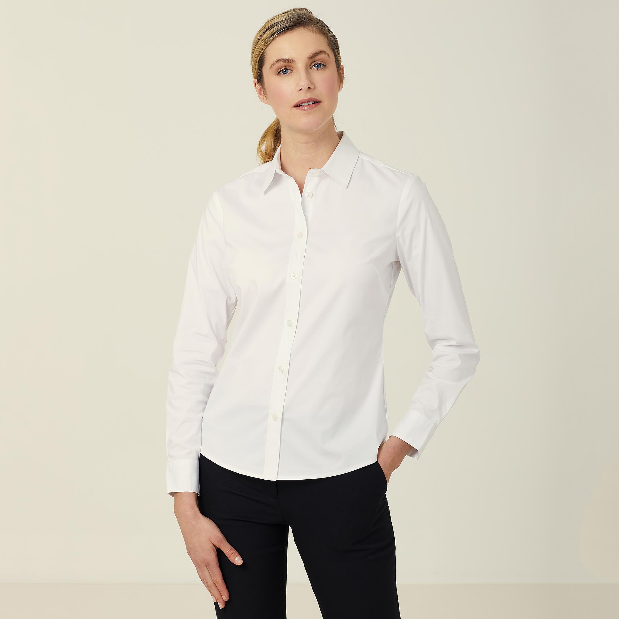 Avignon Long Sleeve Slim Shirt, white | NNT Uniforms